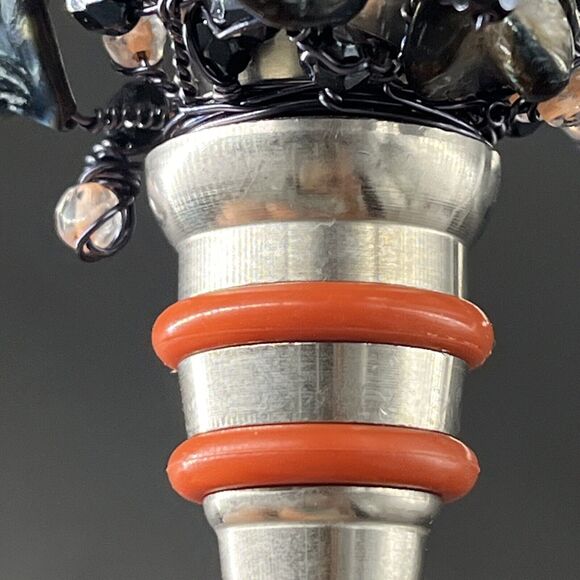 Beaded Glass Wine Bottle Stoppers with Tiny Wire Abstract Glass Beads Multicolor - Picture 10 of 11